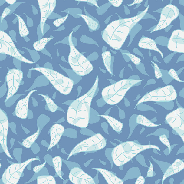 blue leaves floating on calm water seamless vector pattern - Vektori, kuva