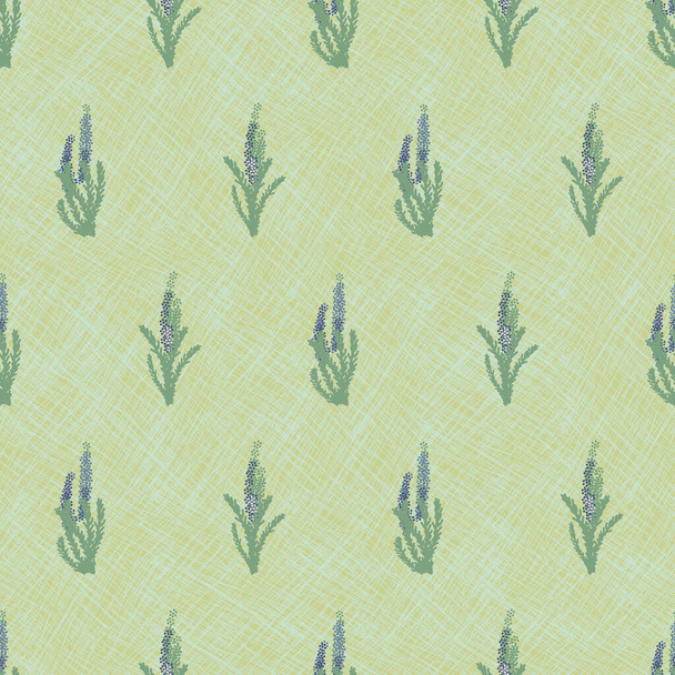 lavender blooming plants seamless vector pattern on a textured background - Vecteur, image
