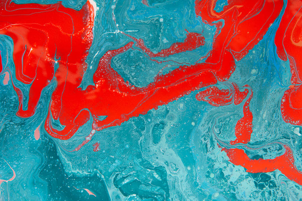 Arte de conexión volcánica y oceánica. Rojo, patrón azul
 - Foto, Imagen