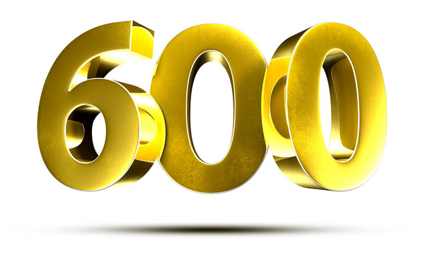 3D иллюстрация Числа 600 Золото изолированы на белом фоне. (with Clipping Path
) - Фото, изображение