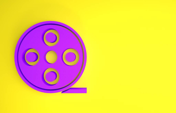 Violetti kela kuvake eristetty keltaisella pohjalla. Minimalismin käsite. 3d kuva 3D renderöinti
 - Valokuva, kuva
