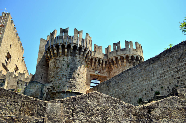 Old Rhodes castle in old town - Photo, Image