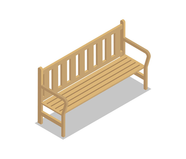 Park wooden bench isometric 3D icon. Elegant city street element isolated vector illustration - Vector, imagen