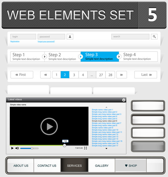 Web design elements set - Vektör, Görsel