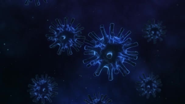 Coronavirus 2019 ή COVID-19 βακτήρια της νόσου του κορώνα ιατρικό ιστορικό της υγειονομικής περίθαλψης επικίνδυνο στέλεχος γρίπης πανδημικό μικροσκόπιο ιό κοντά - Πλάνα, βίντεο