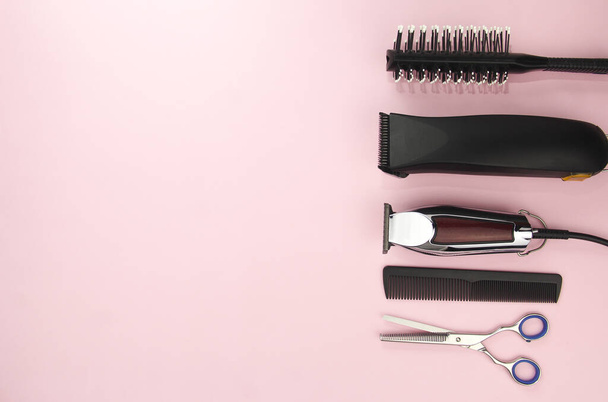 Professional hairdressing tools and accessories with left side copy space - Valokuva, kuva