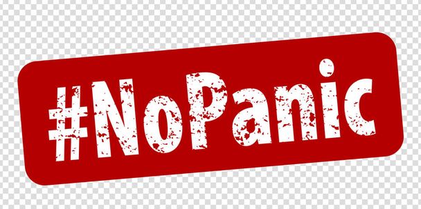 Hashtag No Panic rule red square rubber seal stamp on transparent background.  Stamp No Panic rubber text  inside rectangle.  Covid-19 infection sign. EPS 10 - Vector, Image