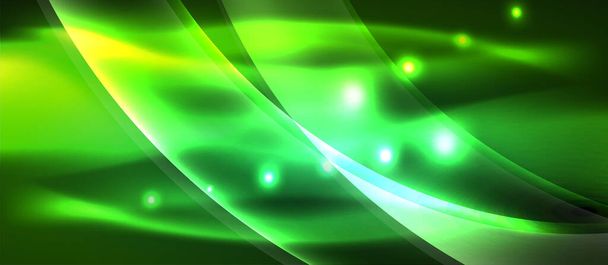 Abstract background. Shiny design neon waves with light effects, techno trendy design. Vector Illustration For Wallpaper, Banner, Background, Card, Book Illustration, landing page - ベクター画像