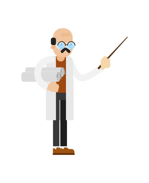 Doctor in white coat icon. Scientific research in laboratory vector illustration in flat design. - Vector, afbeelding