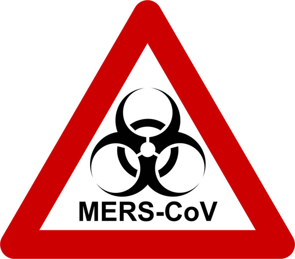 Segnale di avvertimento con simbolo di rischio biologico e testo MERS-CoV
 - Foto, immagini