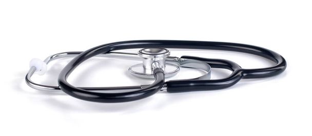black medical stethoscope isolated on white background, medical - Photo, Image