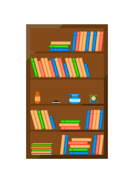 Wooden books cabinet vector icon - Vektor, kép