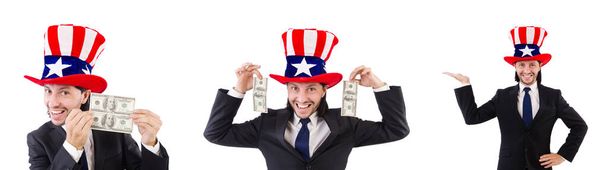 Homem com dólar americano e chapéu
 - Foto, Imagem