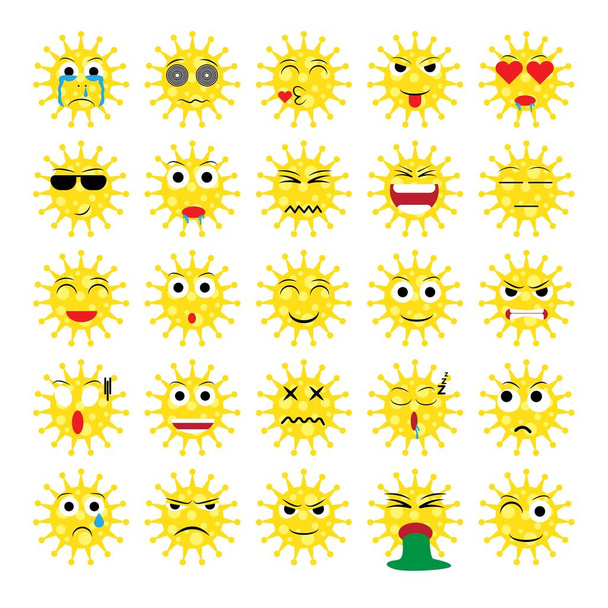 virus cartone animato emoticon emoji icona ekspression vector set
 - Vettoriali, immagini