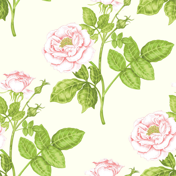 Floral seamless pattern. Flowers roses, peonies. Design paper, wallpaper, cards, invitations, packaging, textiles, interior decoration, upholstery fabrics. Vector. Victorian. - Vector, Image