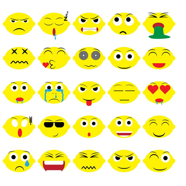 λεμονόχορτο καρτούν emoticon emoji icon ekspression διάνυσμα σετ - Διάνυσμα, εικόνα