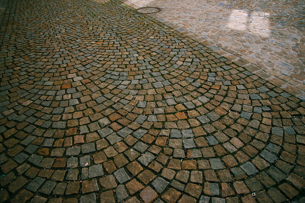 incroyable beau vieux pavage médiéval en Autriche, texture de la rue
 - Photo, image