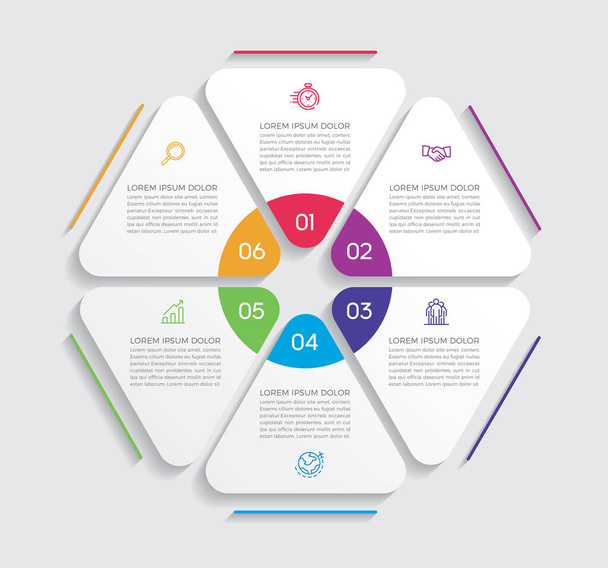 Infographic design vector and marketing icons can be used for workflow layout, diagram, annual report, web design. Business concept with 6 options, steps or processes. - Vector - Vector, imagen