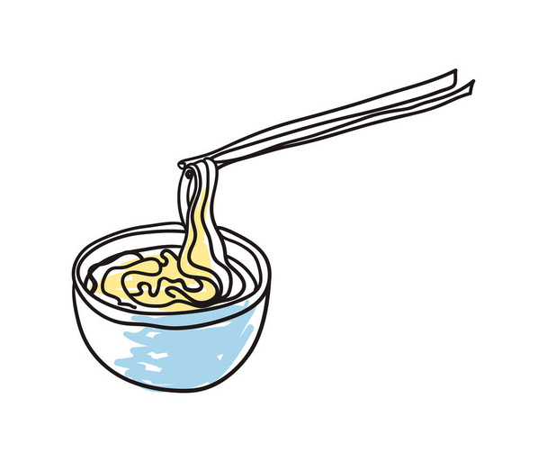 Noodles in plate hand drawn icon - ベクター画像