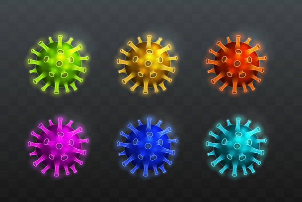 6 conjunto Design ilustração de ícones e símbolos de vírus com várias cores
. - Vetor, Imagem
