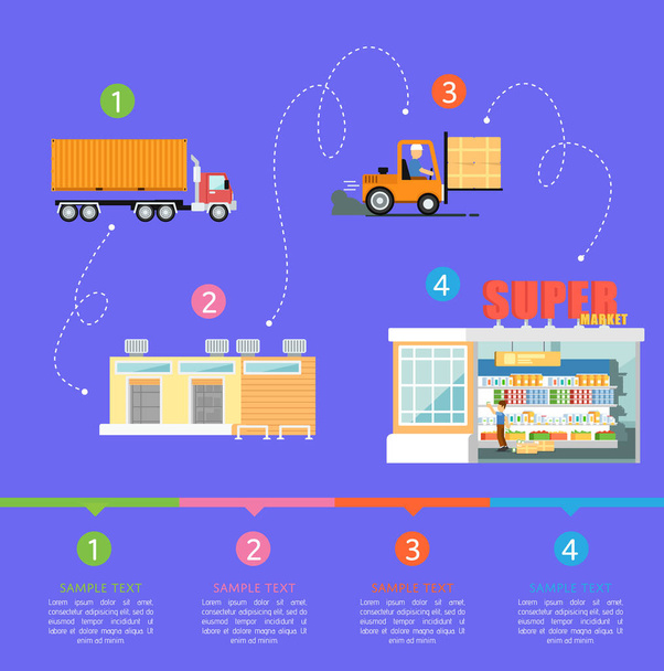 Stages of goods shipping infographics - Vektor, kép