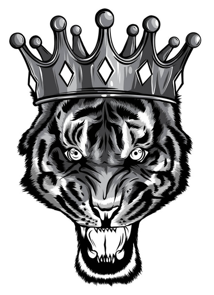 Намальований портрет Тигра з короною. Вектор - Вектор, зображення