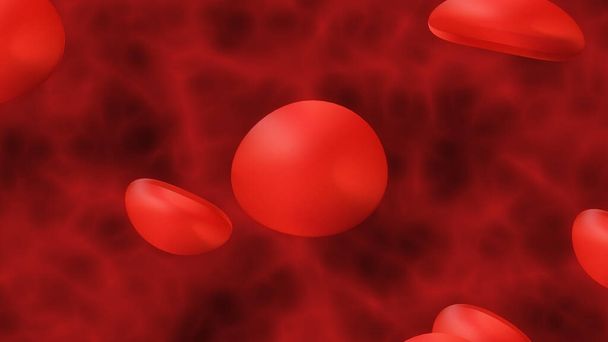 Červené krvinky v žíle 3D ilustrace. Krevní buňky v tepně, průtok uvnitř těla, lékařská lidská zdravotní péče. Lidská žíla pod mikroskopem. - Fotografie, Obrázek