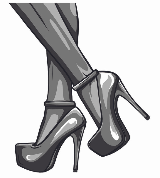 sexy vrouw benen met zwarte schoenen vector - Vector, afbeelding