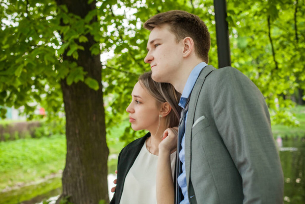 Young couple together in park outdoors - Photo, image