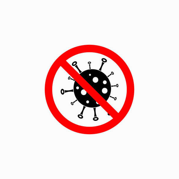 Koronavirüs ikonu yok, covid-19 vektörü yok, virüs çizimi yok, antibakteriyel ikon yok, illüstrasyon yasak, illüstrasyon yasak. - Vektör, Görsel