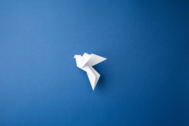 Paper pigeon on a blue isolated background. - Fotó, kép