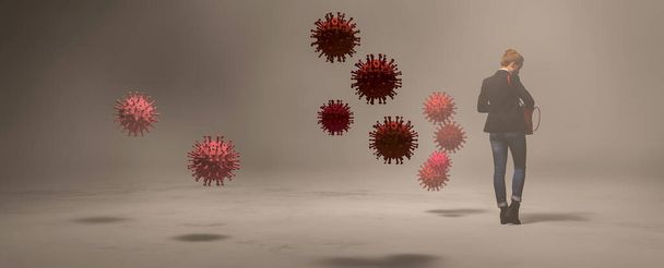 3d ilustración de una simulación del virus coronavirus flotante - Foto, imagen