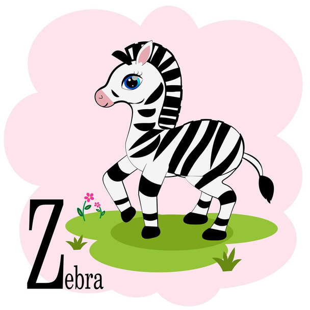 Z for zebra animal abc alphabet - Vector, imagen