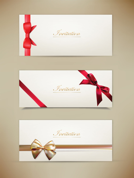 Collection of gift cards and invitations with ribbons. - Vektor, Bild