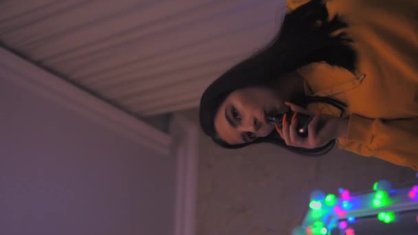 Girl with vape, vaping teenager, bad habits, e-sigarette, hookah, slow motion - Кадри, відео