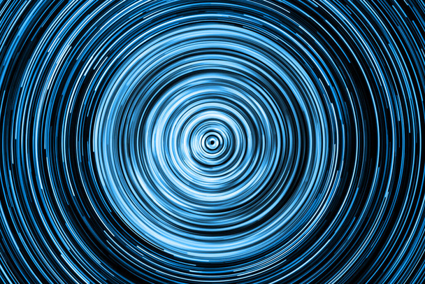 Circle lines ring inside. Blue black round frame. Colorful led lights. Rotate tunel speed texture for graphic design and text. Vortex swirl motion. - Photo, Image