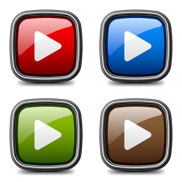 glossy media play buttons - Vector, Image