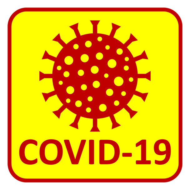 Covid-19 danger sign on white background. Vector illustration. - Vetor, Imagem
