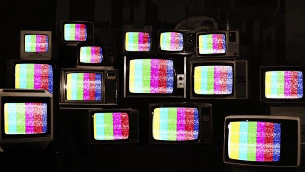 Color Bars on Retro TVs. Multi Screen. Sepia Tone. Zoom In.  - Footage, Video
