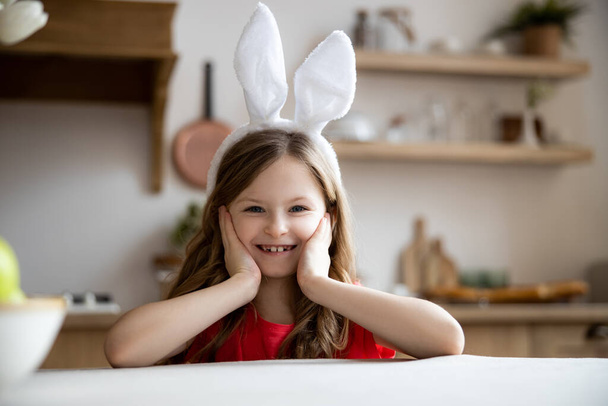 Lovely girl with bunny ears stock photo - Fotoğraf, Görsel
