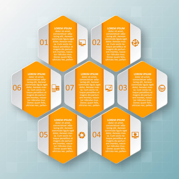 vector abstract 3d paper infographic elements.Hexagon infographics.Honeycomb design - Vector, imagen