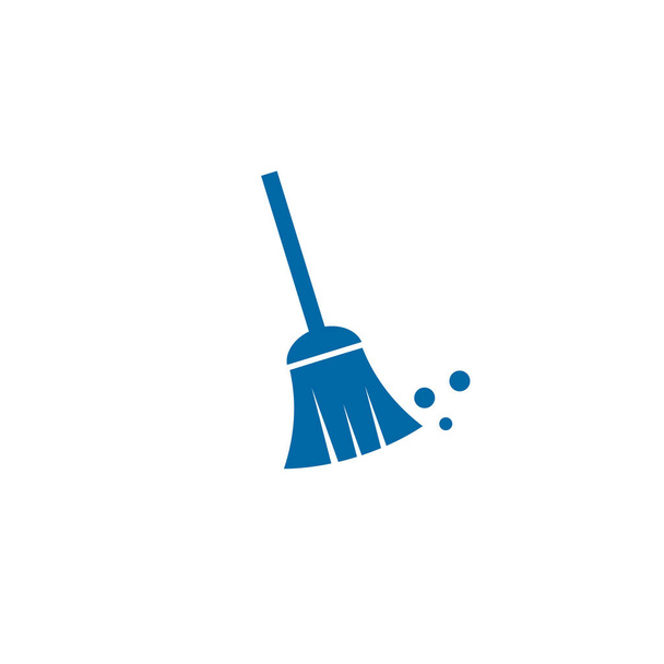 Broom logo design icon vektorvorlage mit weißem hintergrund - Vektor, Bild