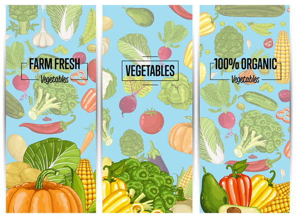 Organic vegetable farming flyers set - Vector, Image