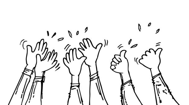 les mains en l'air, les mains en l'air. applaudissements gestes. félicitations affaires. illustration vectorielle
 - Vecteur, image