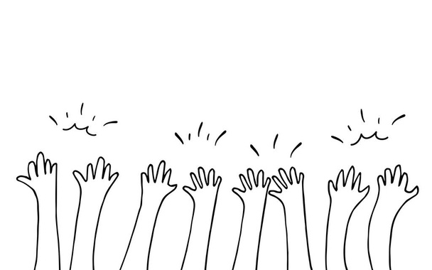 mano dibujada de manos simples aplaudiendo ovación. aplausos, gesto de manos en estilo garabato, ilustración vectorial
 - Vector, imagen