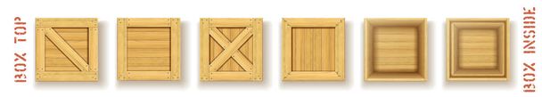 Wood containers top view vector object set - Vector, Image