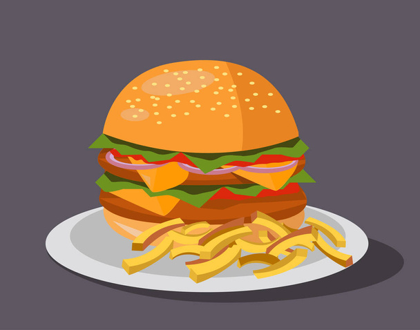 Hamburger simgesi tasarımı vektör çizimi - Vektör, Görsel