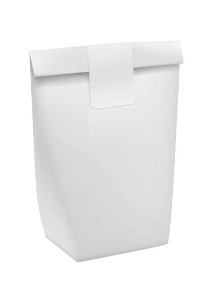 Takeout paper bag for fast food isolated on white background vector illustration. Packaging design element for branding. - Vector, Imagen