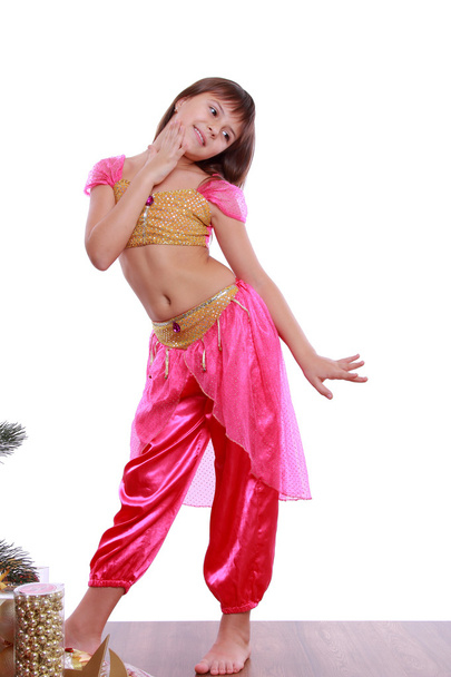 Lovely belly-dancer on holiday theme - Foto, afbeelding