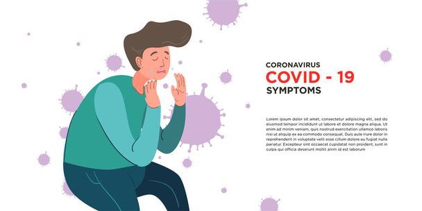 man got symptom corona virus, covid -19 - Vector, Image